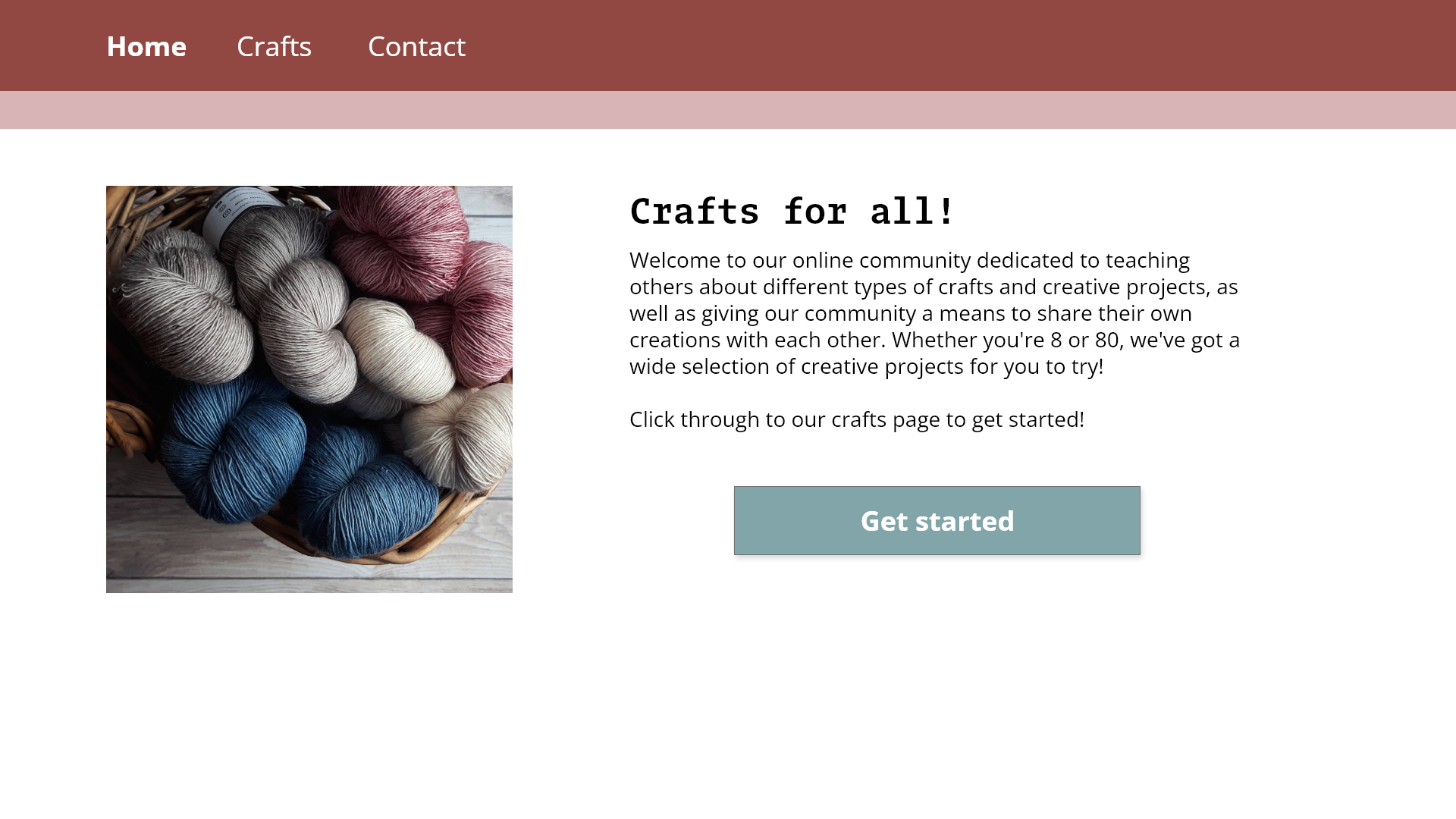an early design for the home page